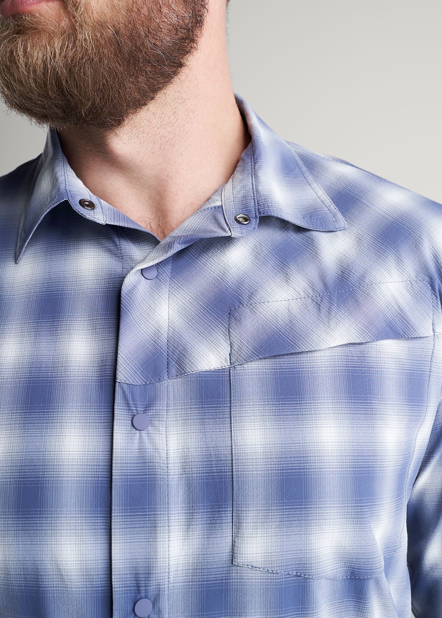 Ultra Lightweight Snap-Front Shirt for Tall Men in Open Sky