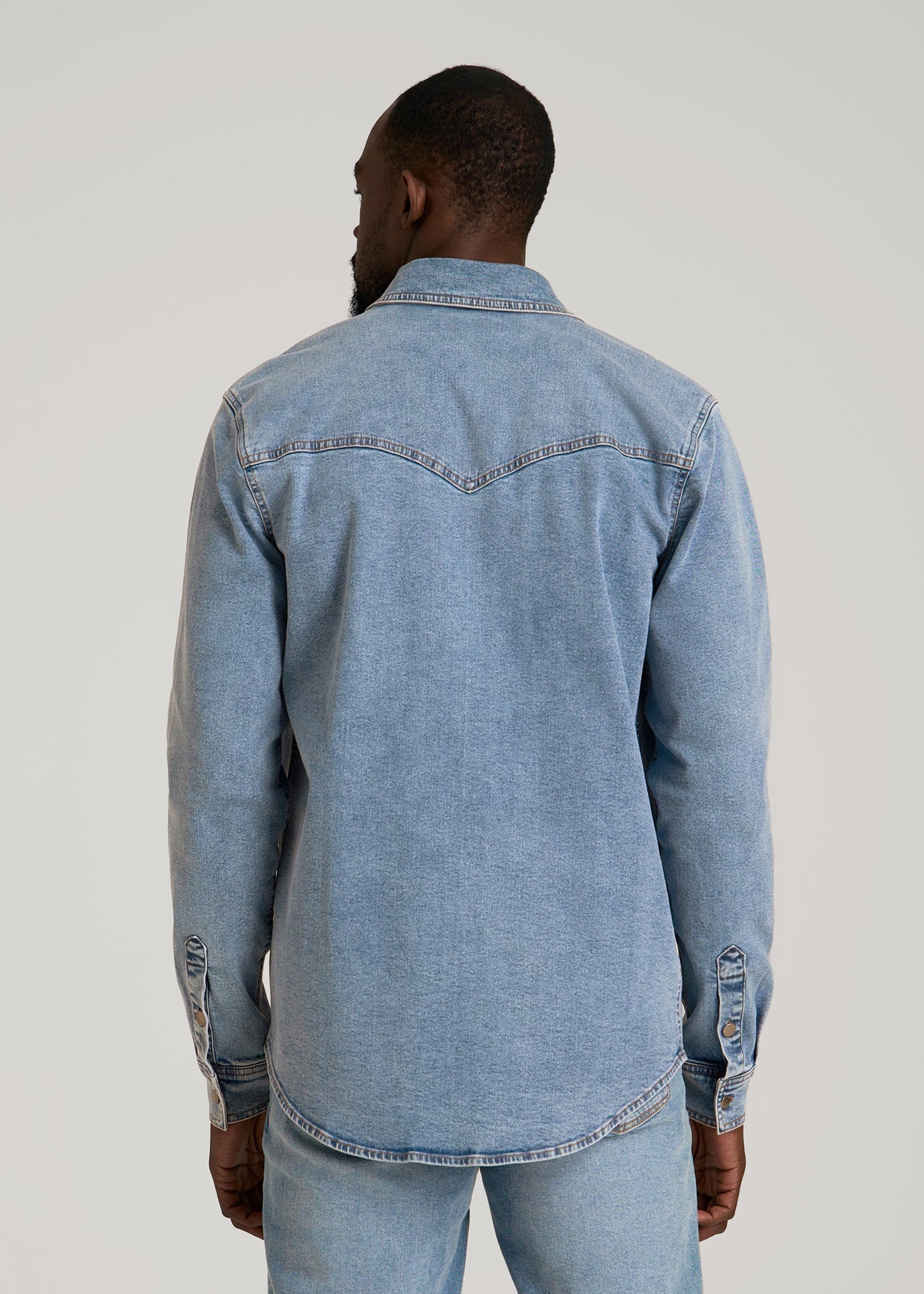 Western Denim Shirt for Tall Men in Heritage Faded