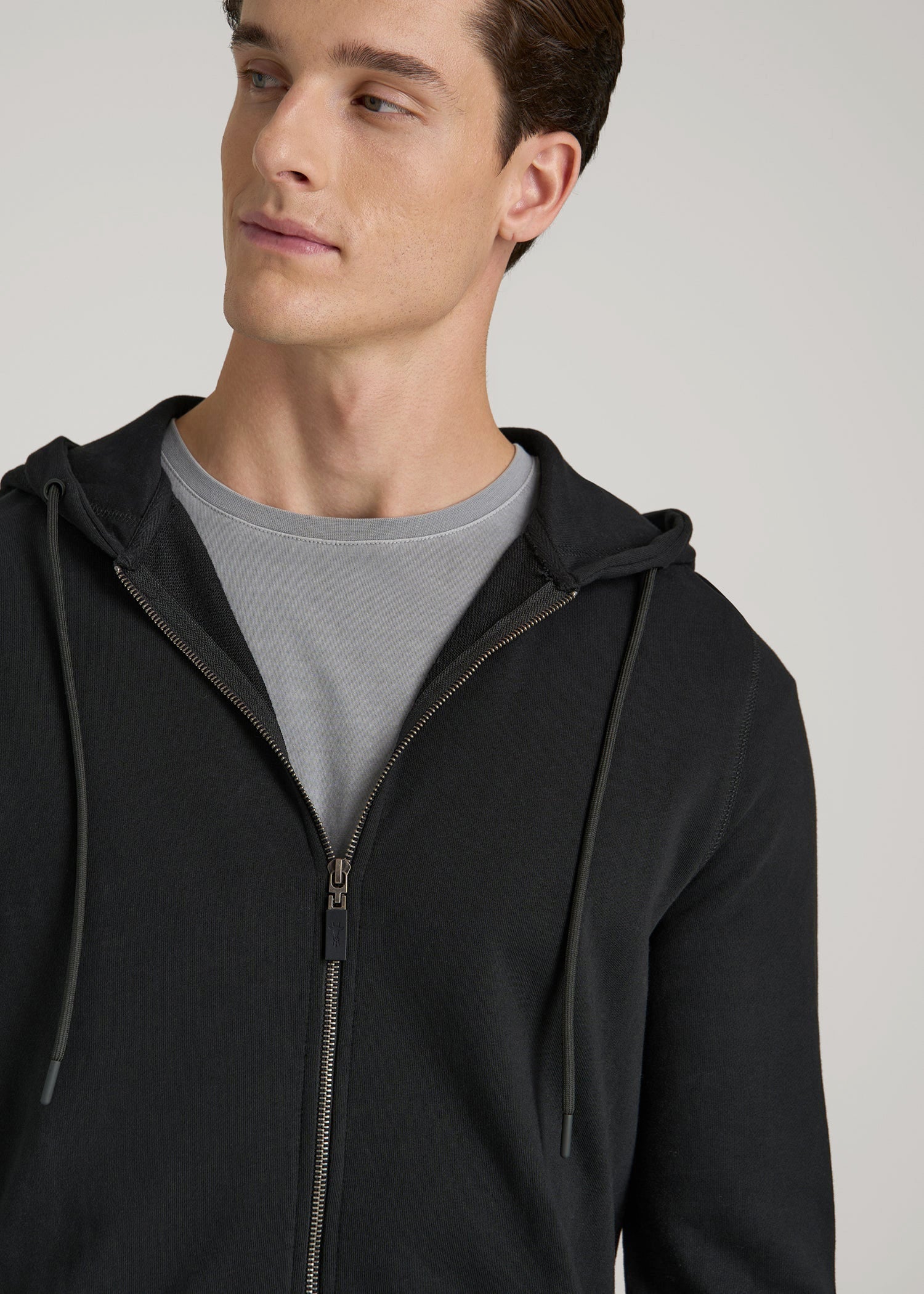 Wearever French Terry Full-Zip Hoodie for Tall Men in Black