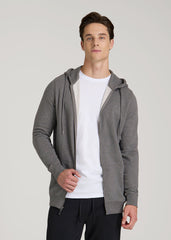 Wearever French Terry Full-Zip Hoodie for Tall Men in Charcoal Mix