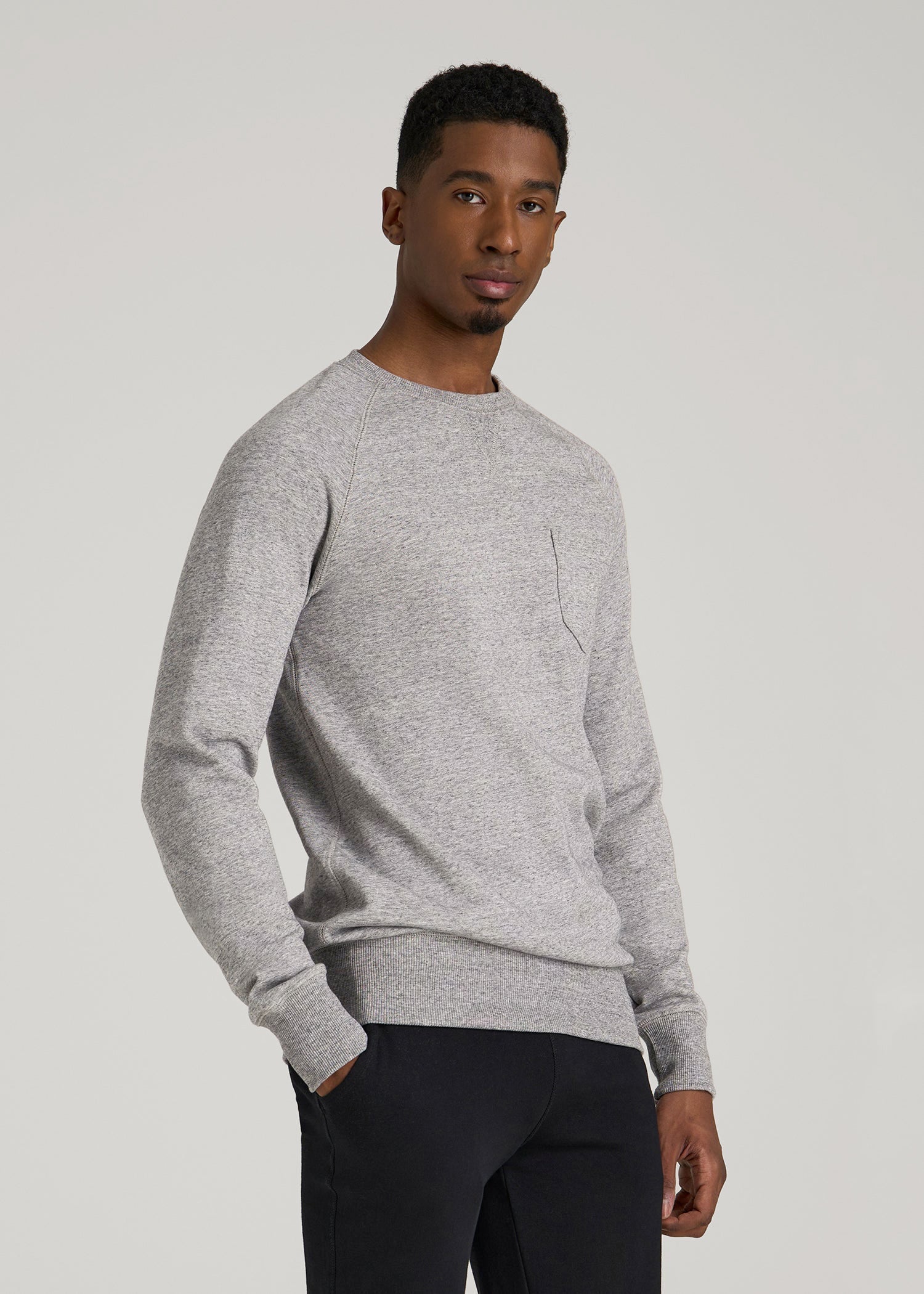 Wearever 2.0 French Terry Crewneck Sweatshirt for Tall Men in Heathered Grey