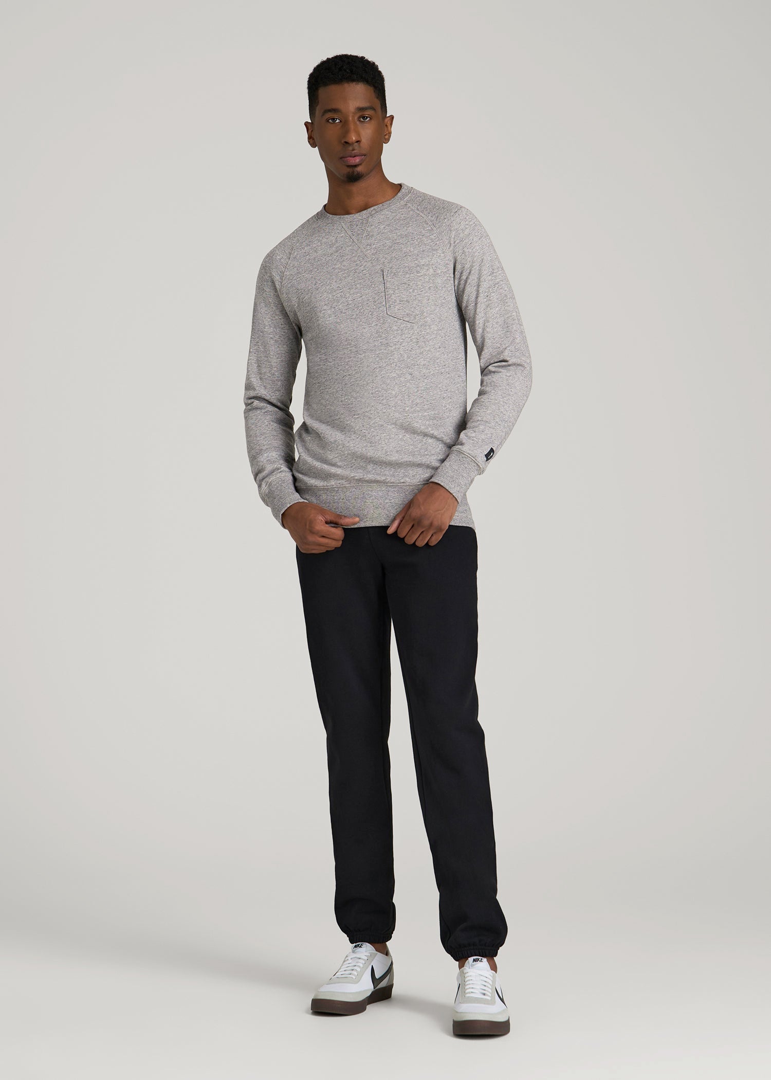 Wearever 2.0 French Terry Crewneck Sweatshirt for Tall Men in Heathered Grey