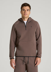 Tech Motion Fleece Hooded Popover for Tall Men in Coffee Quartz
