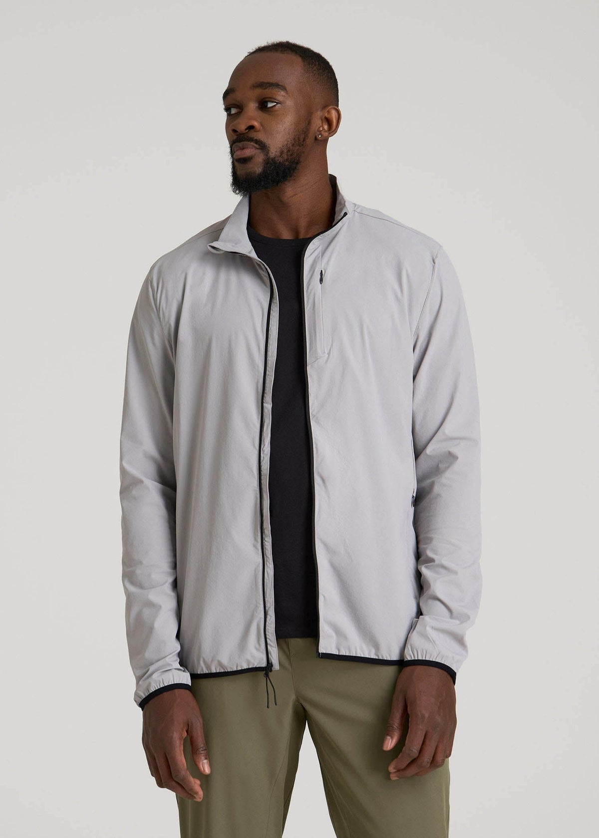 Softshell Jacket for Outdoor Training for Tall Men in Light Grey
