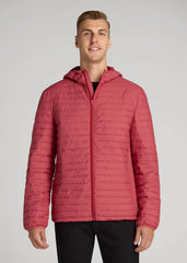 Packable Puffer Jacket for Tall Men in Red Space Dye