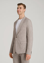 Stretch Linen Blazer for Tall Men in Brown Linen