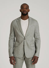 Stretch Linen Blazer for Tall Men in Climbing Ivy Linen