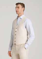 Stretch Linen Suit Vest for Tall Men in Light Beige Linen
