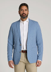 Stretch Seersucker Blazer for Tall Men in Tonal Blue Stripe