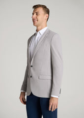 Textured Blazer for Tall Men in Soft Grey