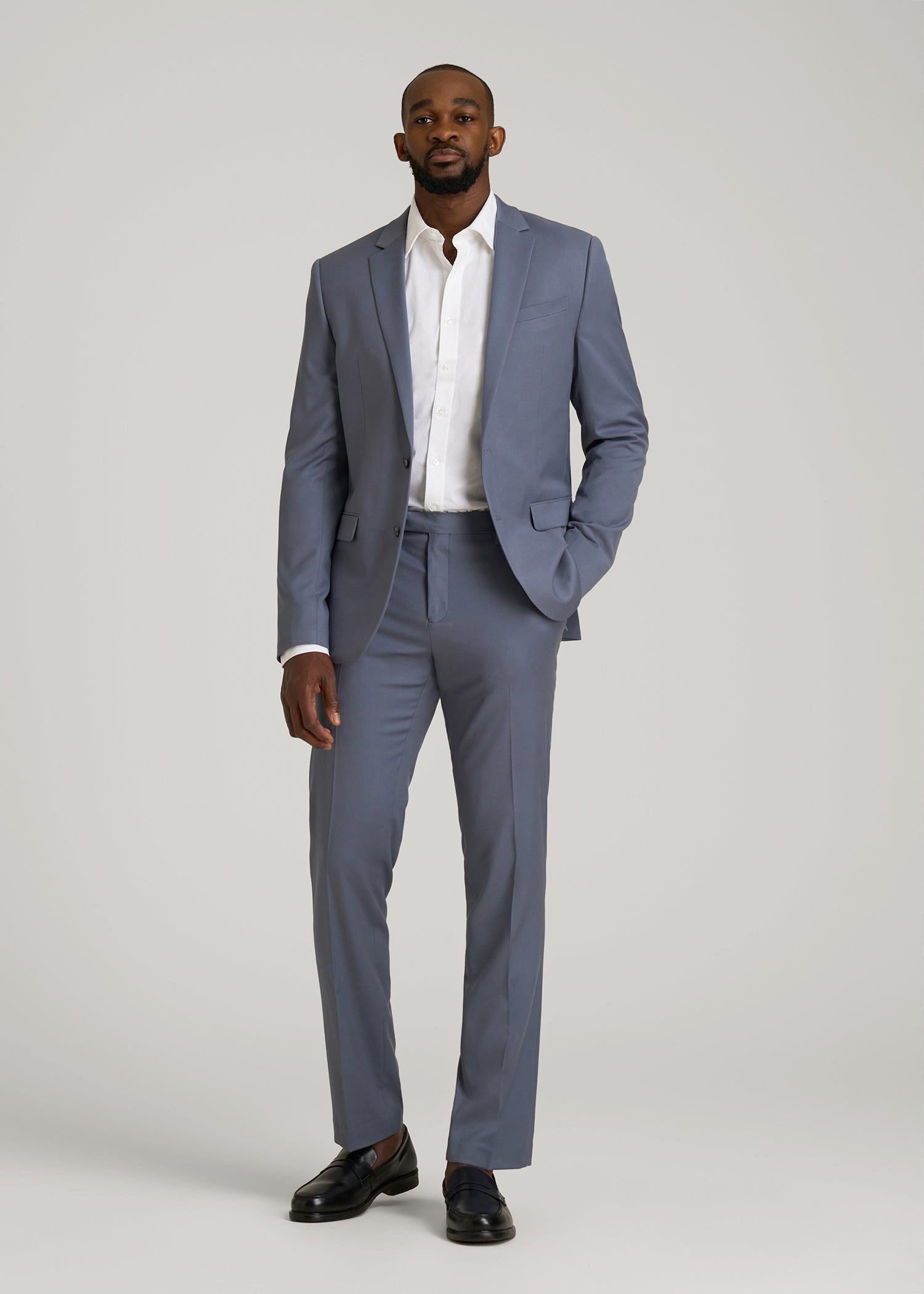 Suit Trousers for Tall Men in Blue Slate