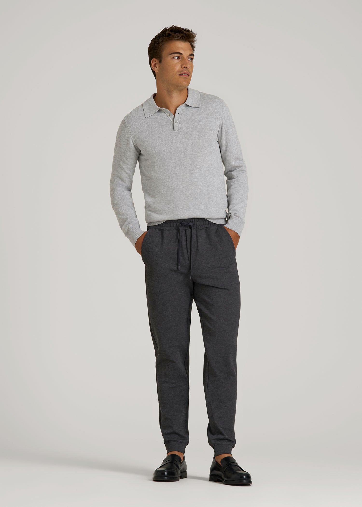 Soft Flex Ponte Jogger for Tall Men in Dark Charcoal Heather