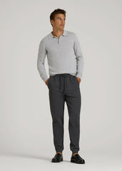 Soft Flex Ponte Jogger for Tall Men in Dark Charcoal Heather