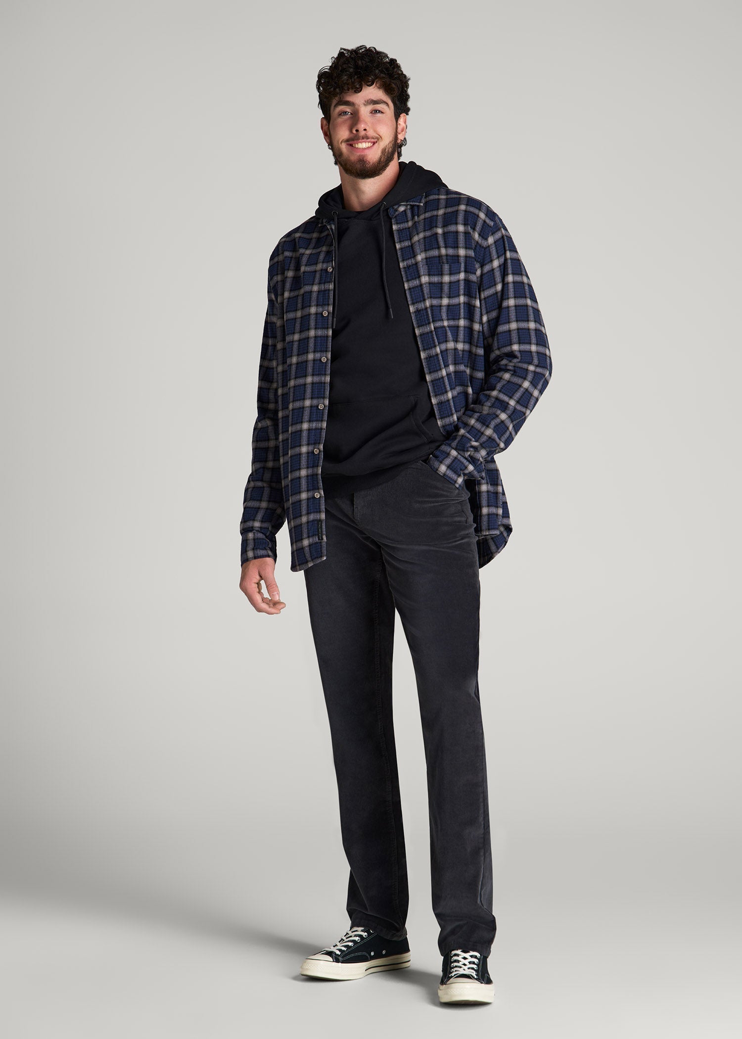 STRAIGHT-LEG Stretch Corduroy Pants for Tall Men in Iron Grey