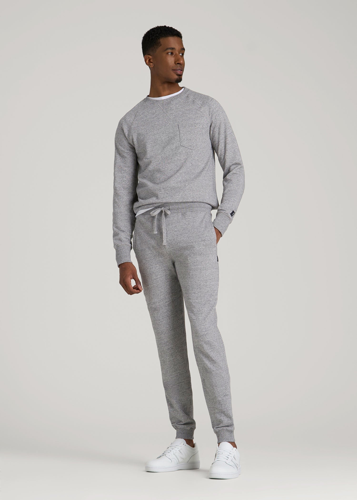 Wearever 2.0 French Terry Joggers for Tall Men in Heathered Grey
