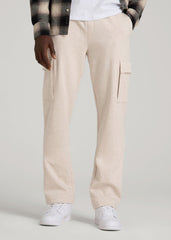 Wearever Fleece Straight Leg Cargo Sweatpant for Tall Men in Oatmeal Mix