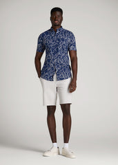 Linen Shorts For Tall Men in Vapor Grey