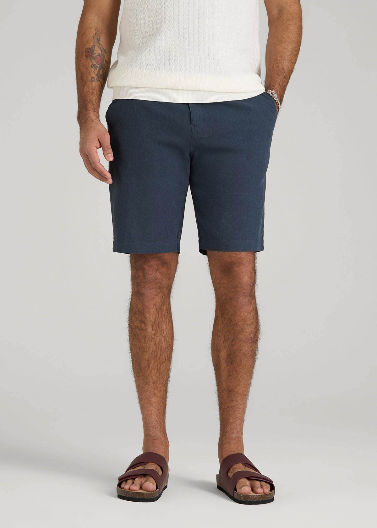 Linen Shorts For Tall Men in Chambray Linen
