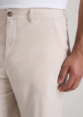 Seersucker Shorts for Tall Men in Soft Beige
