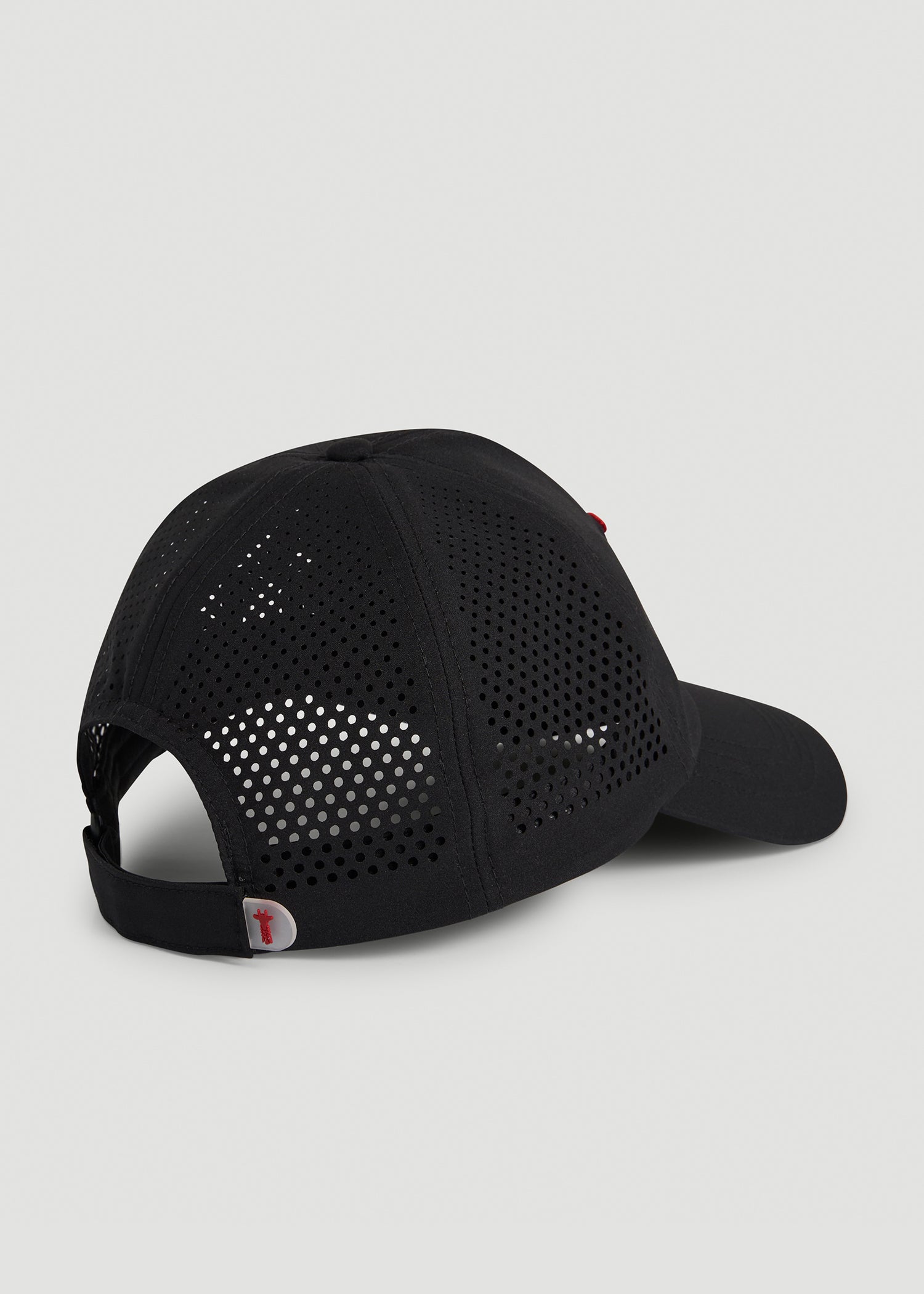 Lightweight Perforated Hat in Black with Red Logo