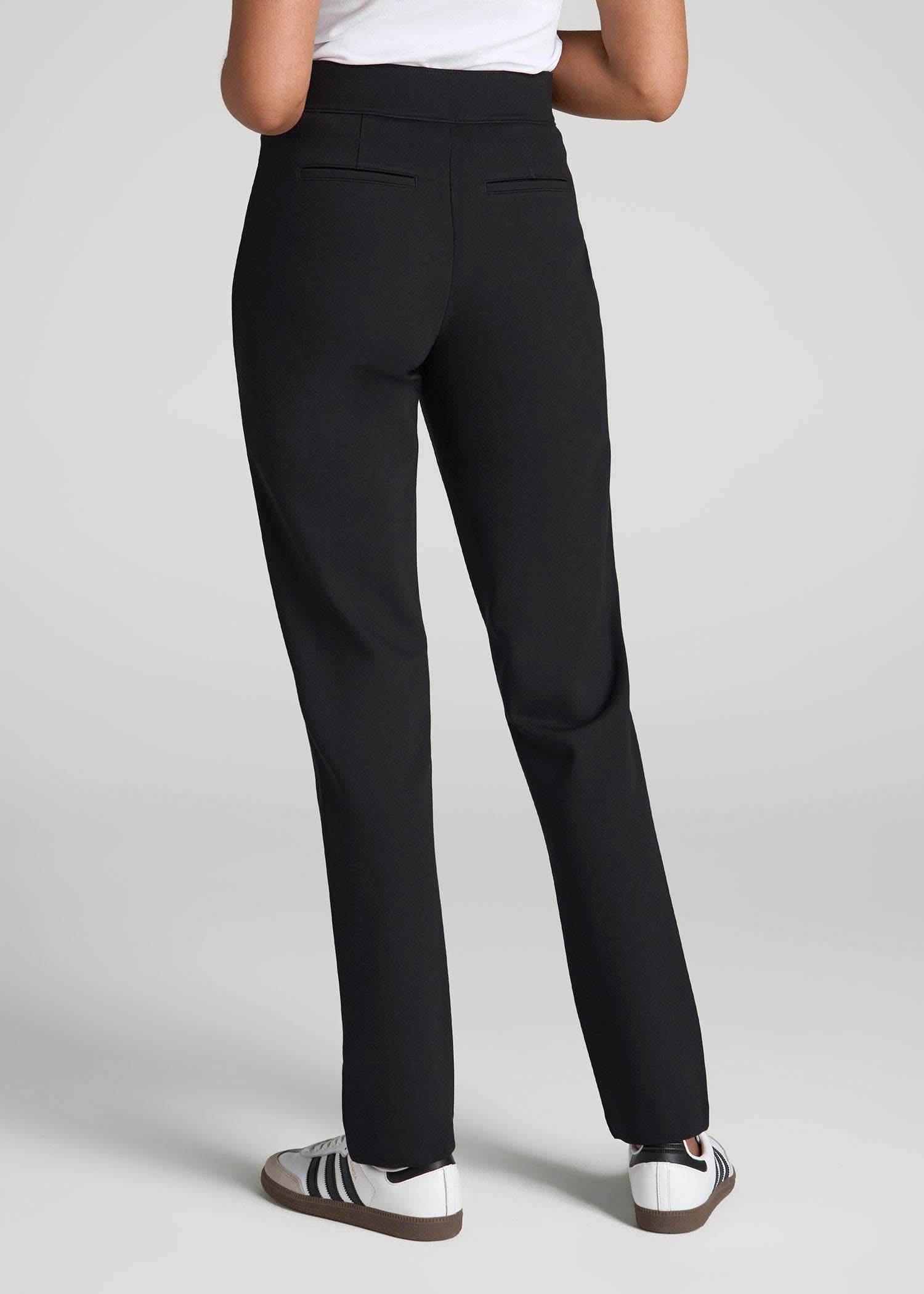 Pull-On Slim Dress Pants for Tall Women in Black