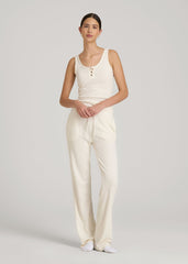Waffle Tank Top for Tall Women in White Alyssum