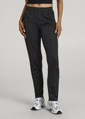 Ultra Lightweight Tricot Athletic Stripe Pants for Tall Women in Black And Black