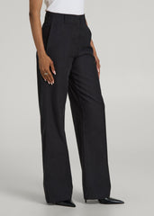 High Rise Wide Leg Flat Front Chinos for Tall Women in Black