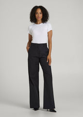 High Rise Wide Leg Flat Front Chinos for Tall Women in Black