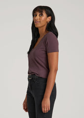 Scoop V-Neck Tee for Tall Women in Merlot