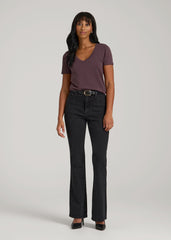 Scoop V-Neck Tee for Tall Women in Merlot