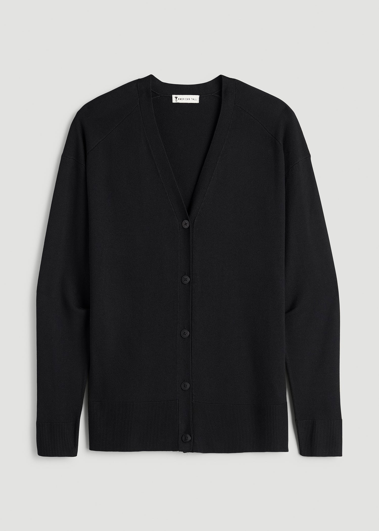Linen Blend Knit Cardigan for Tall Women in Black