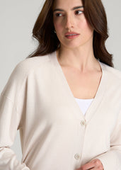 Linen Blend Knit Cardigan for Tall Women in White Sand