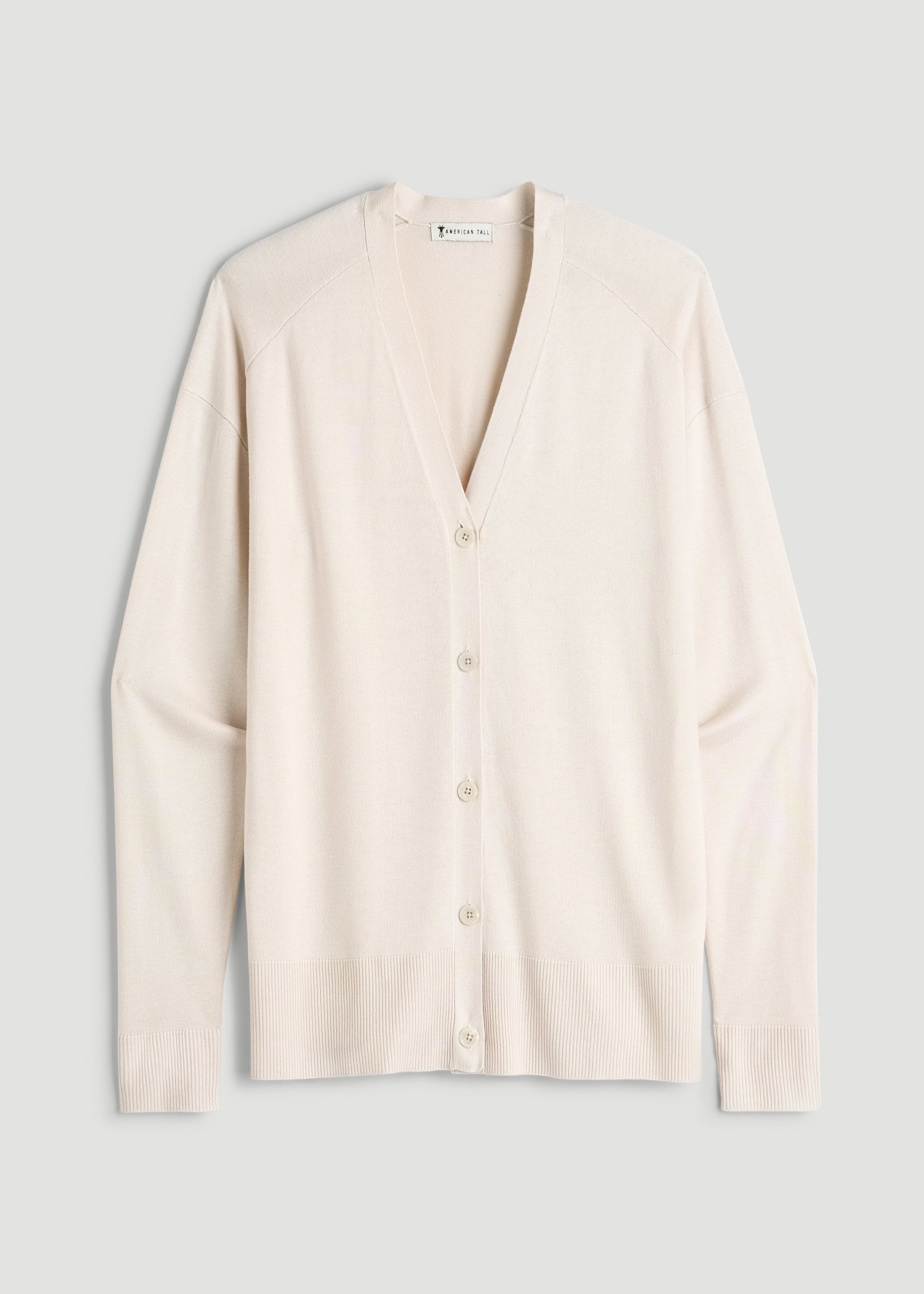 Linen Blend Knit Cardigan for Tall Women in White Sand