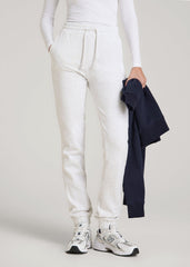 Wearever Fleece Slim Fit High-Waisted Garment Dye Sweatpants for Tall Women in Heather Cloud White