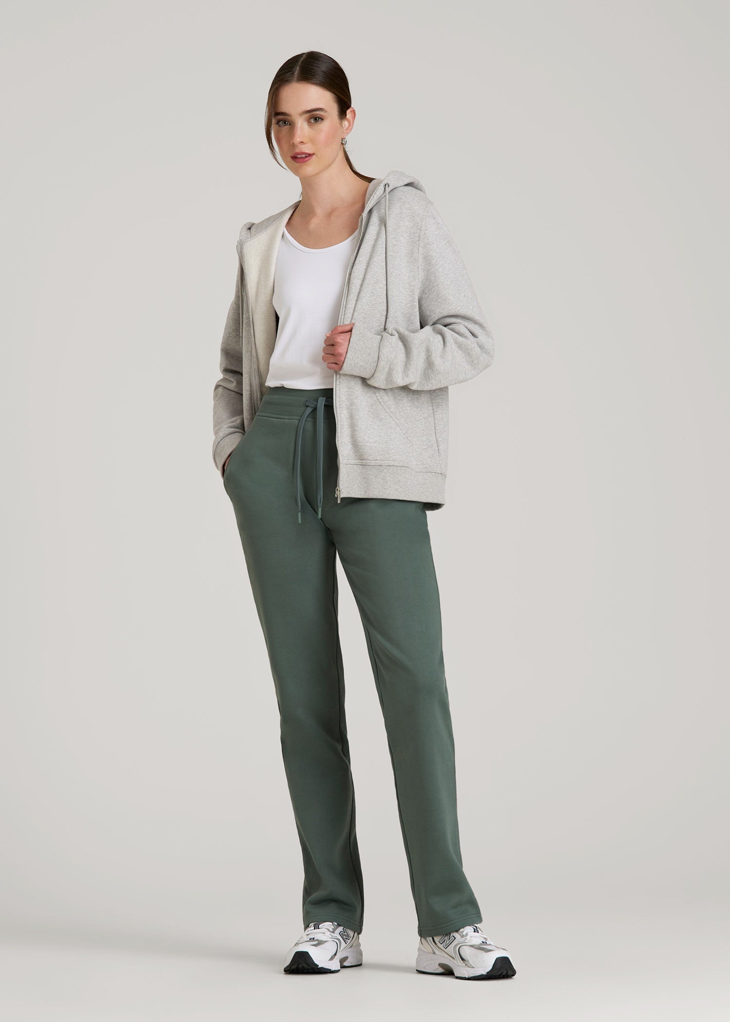 Wearever Fleece Open-Bottom Sweatpants for Tall Women in Balsam Green