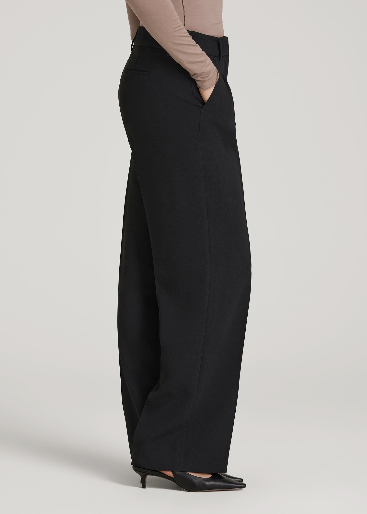 Wide Leg Pleated Dress Pants 2.0 for Tall Women in Black