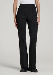 Soft Flex Ponte Pull On Flare Pants for Tall Women in Black
