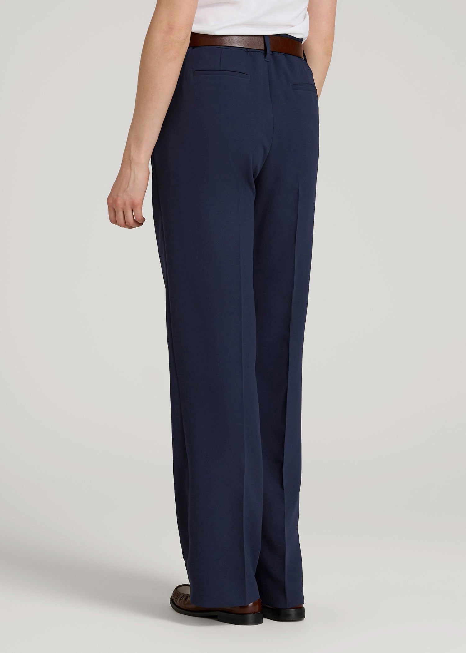 Wide Leg Pleated Dress Pants 2.0 for Tall Women in Navy