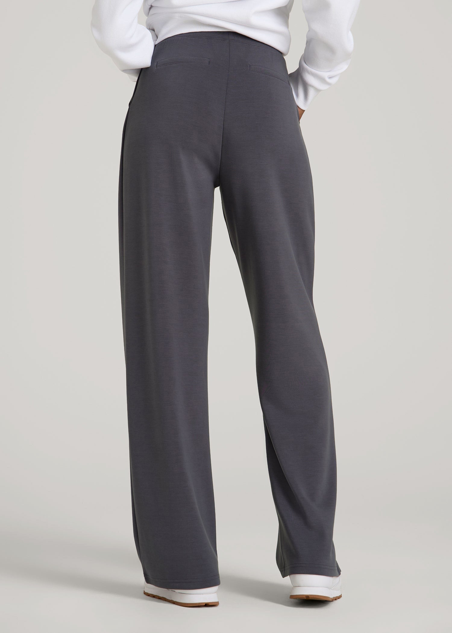Soft Motion Pleated Wide Leg Pant for Tall Women in Charcoal Rinse