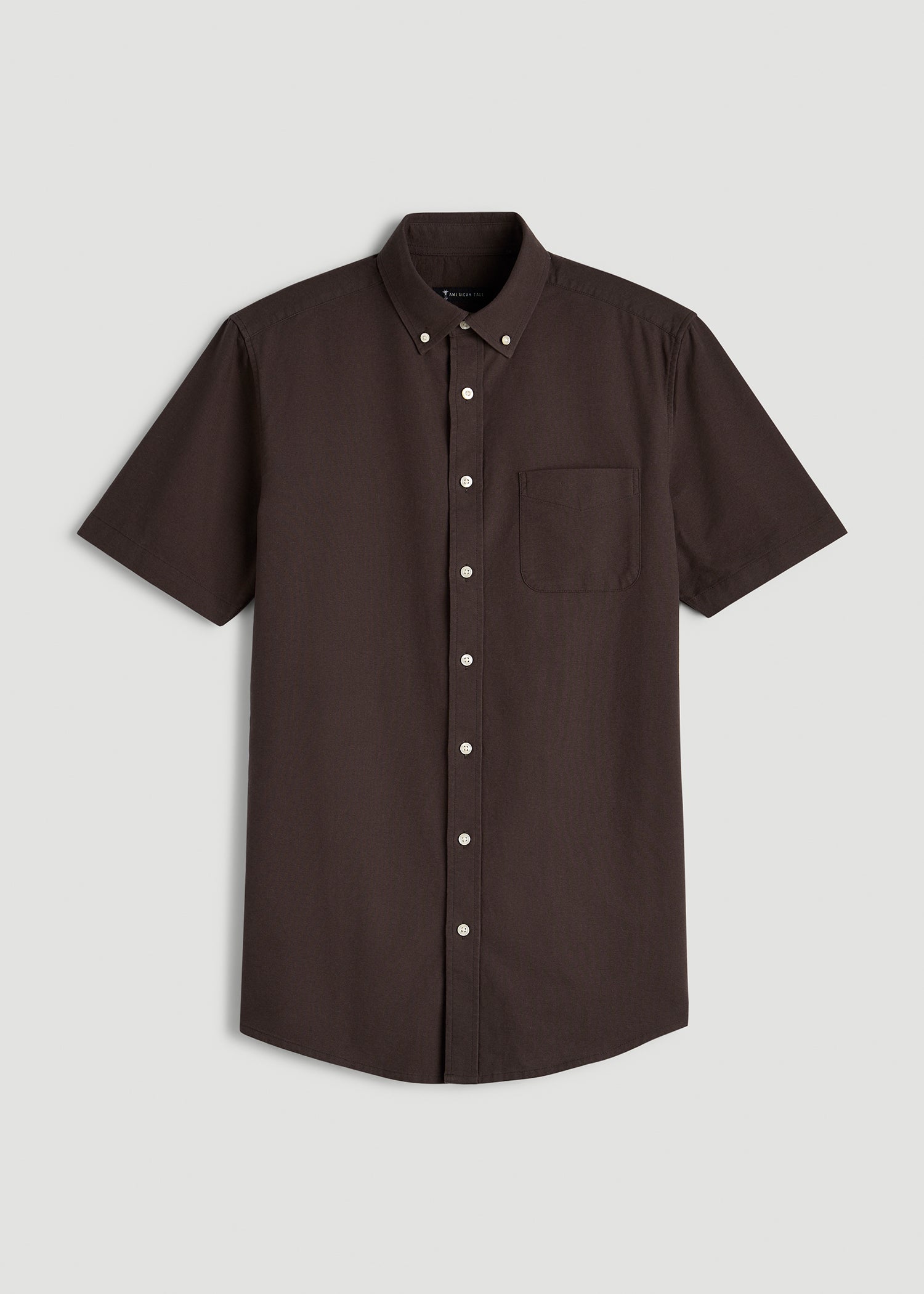 Short Sleeve Oxford Button Shirt for Tall Men in Espresso