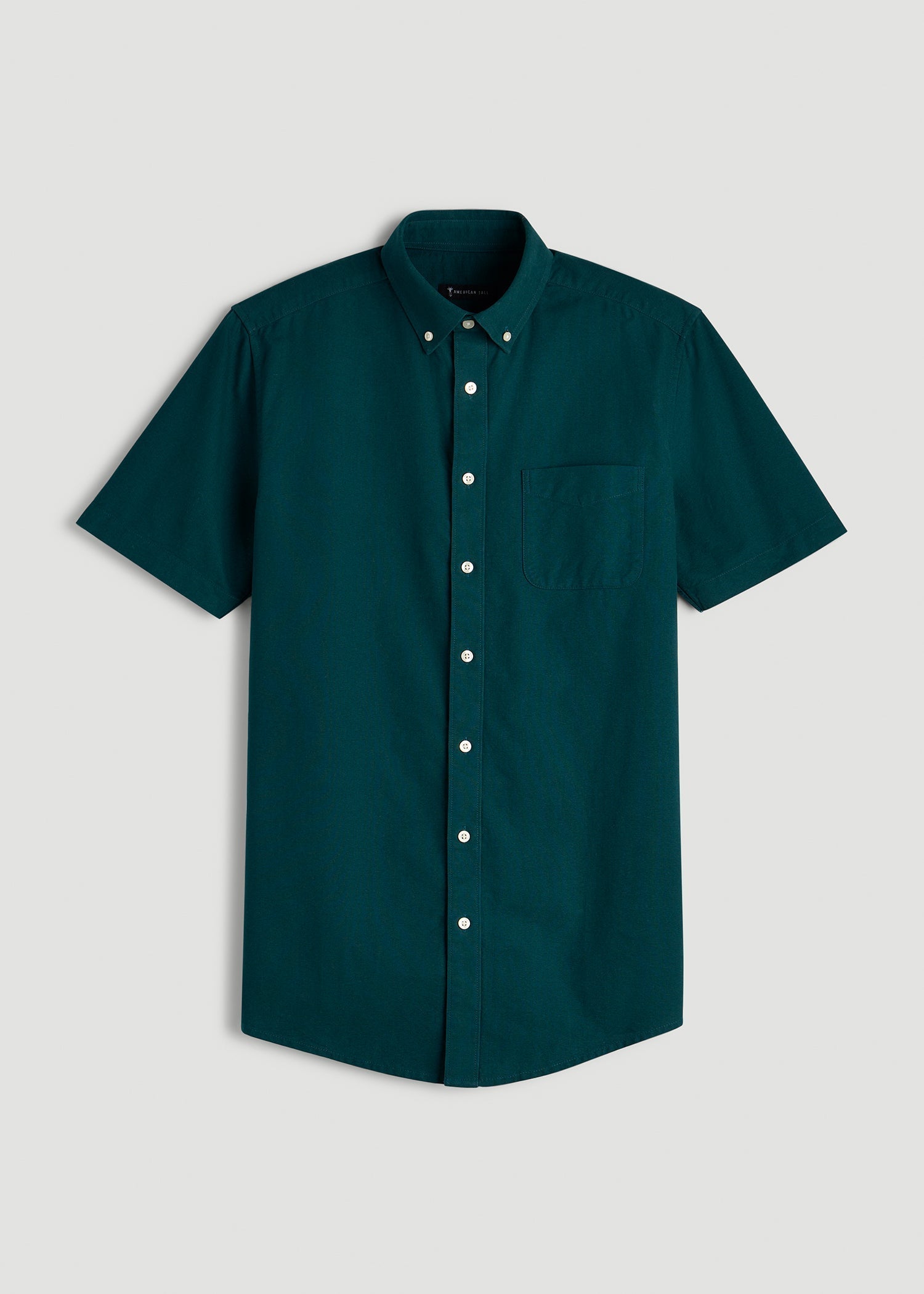 Short Sleeve Oxford Button Shirt for Tall Men in Deep Teal