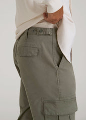 Straight Fit Vintage Washed Cargo Pants for Tall Men in Camper Green