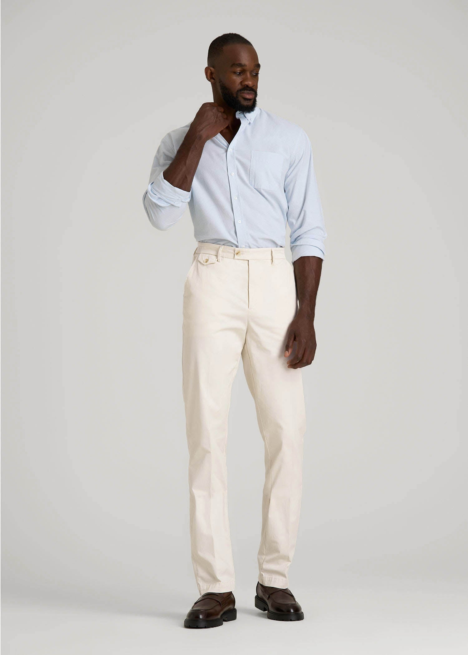 Refined Chinos for Tall Men in Antique White