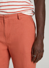 Linen Shorts For Tall Men in Burnt Orange