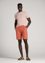 Linen Shorts For Tall Men in Burnt Orange