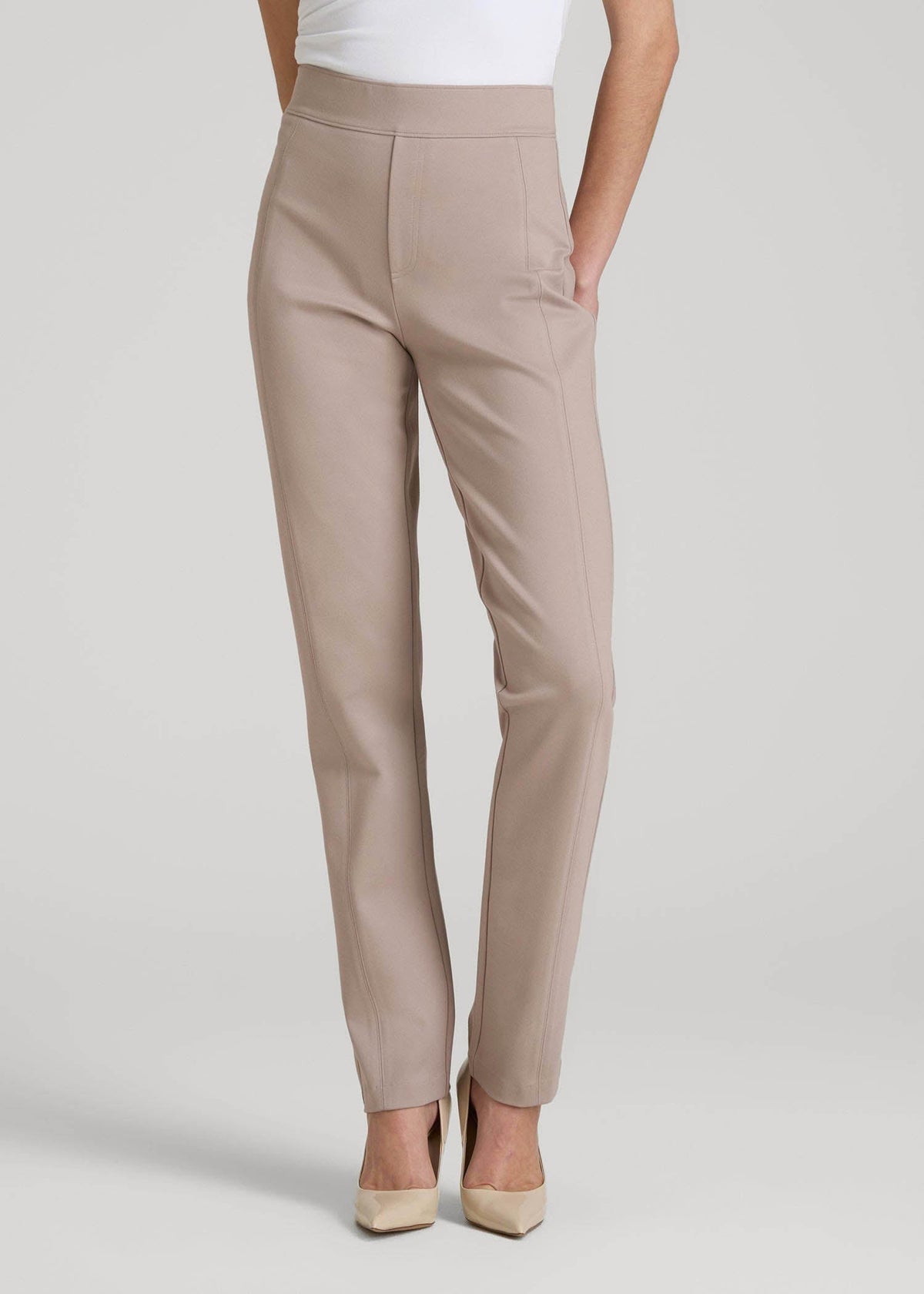 Pull-on Slim Dress Pants for Tall Women in Truly Taupe
