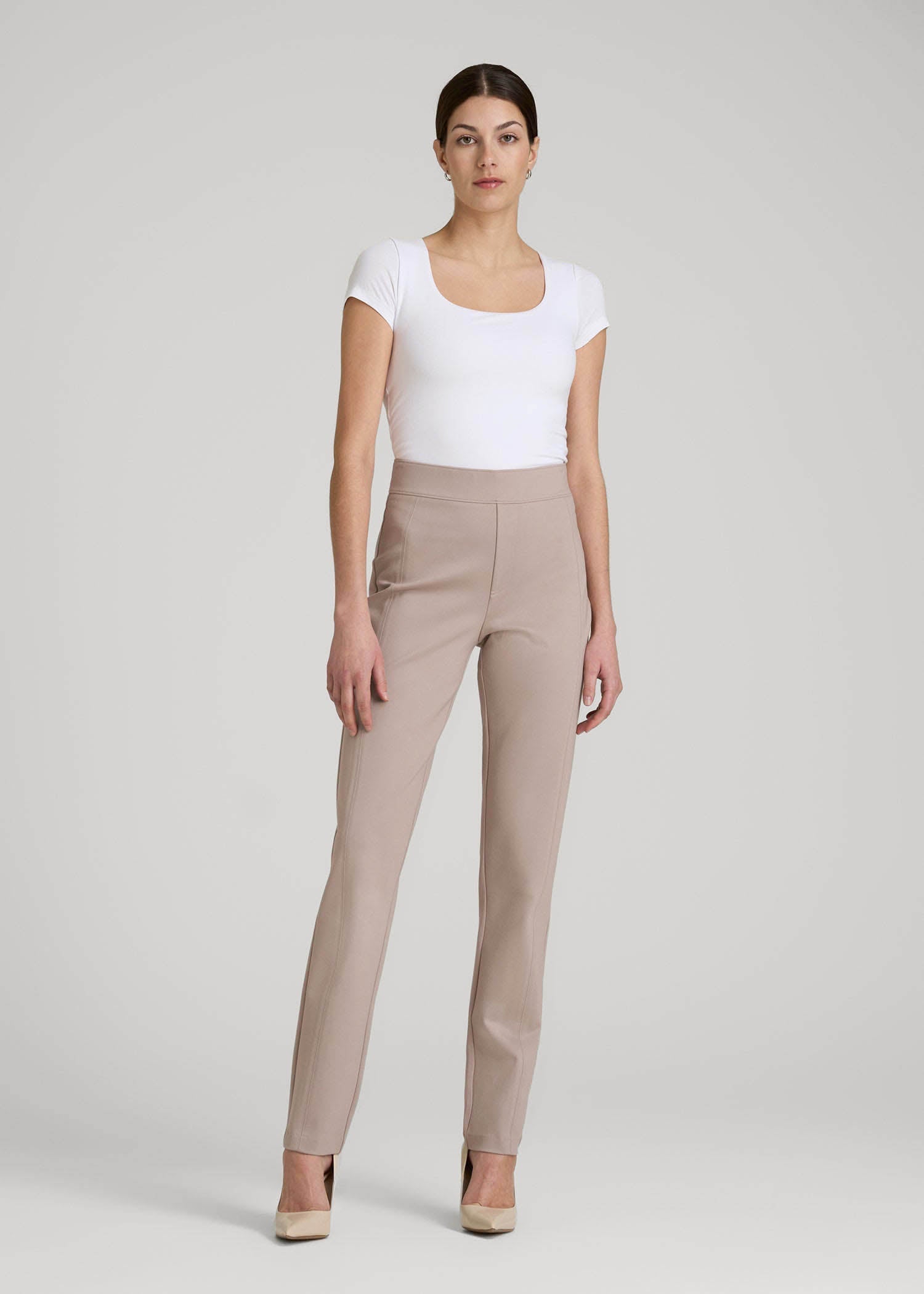 Pull-on Slim Dress Pants for Tall Women in Truly Taupe