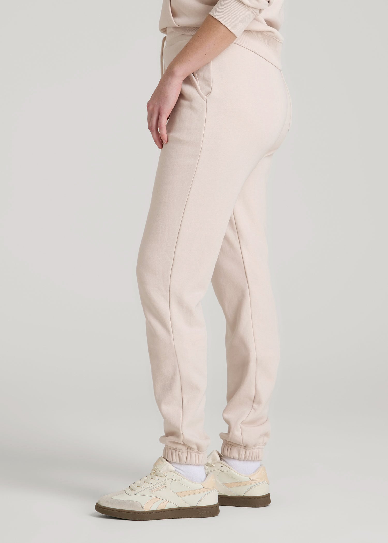 Wearever Fleece Slim Fit High-Waisted Garment Dye Sweatpants for Tall Women in Shell