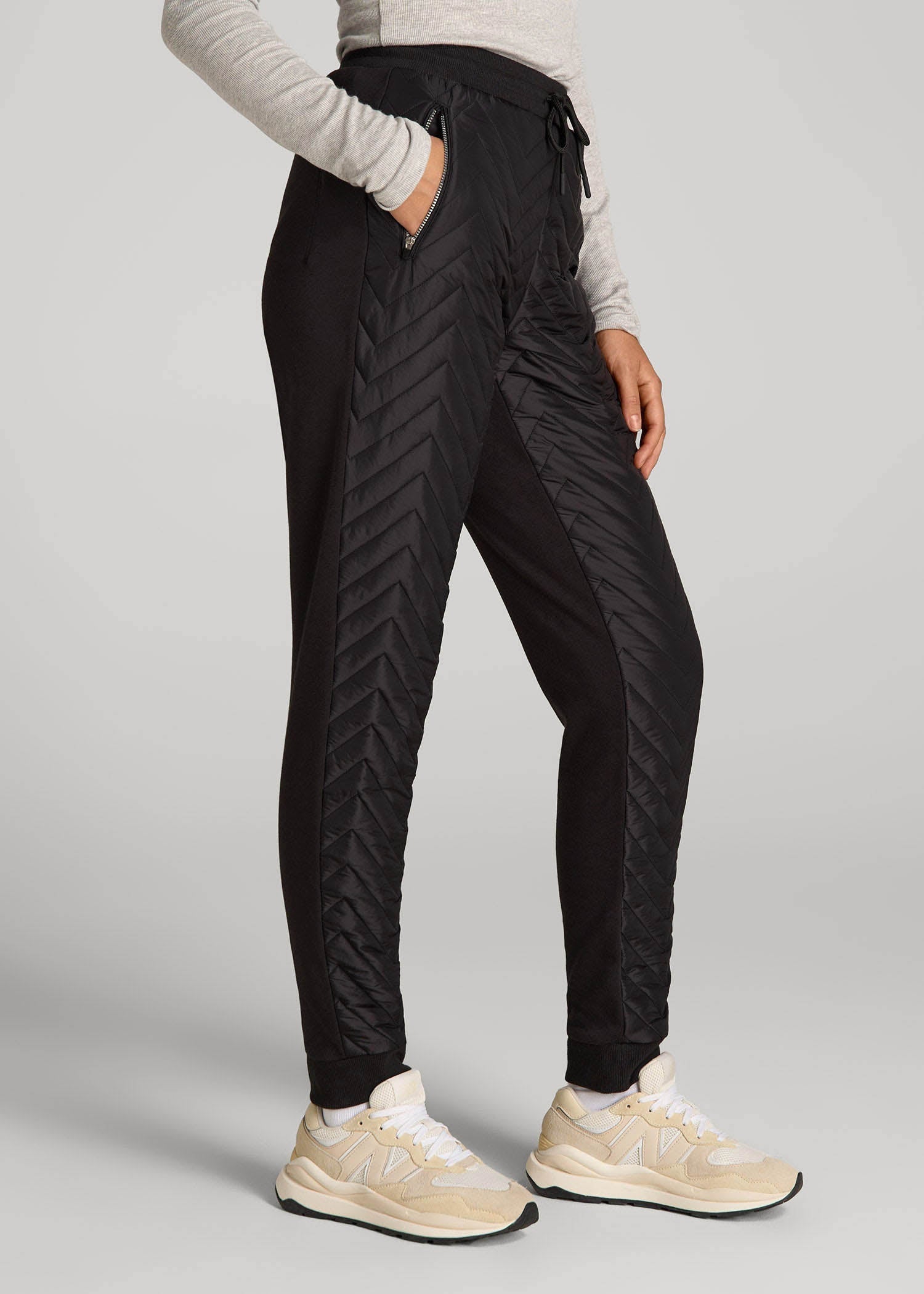 Quilted Joggers for Tall Women in Black